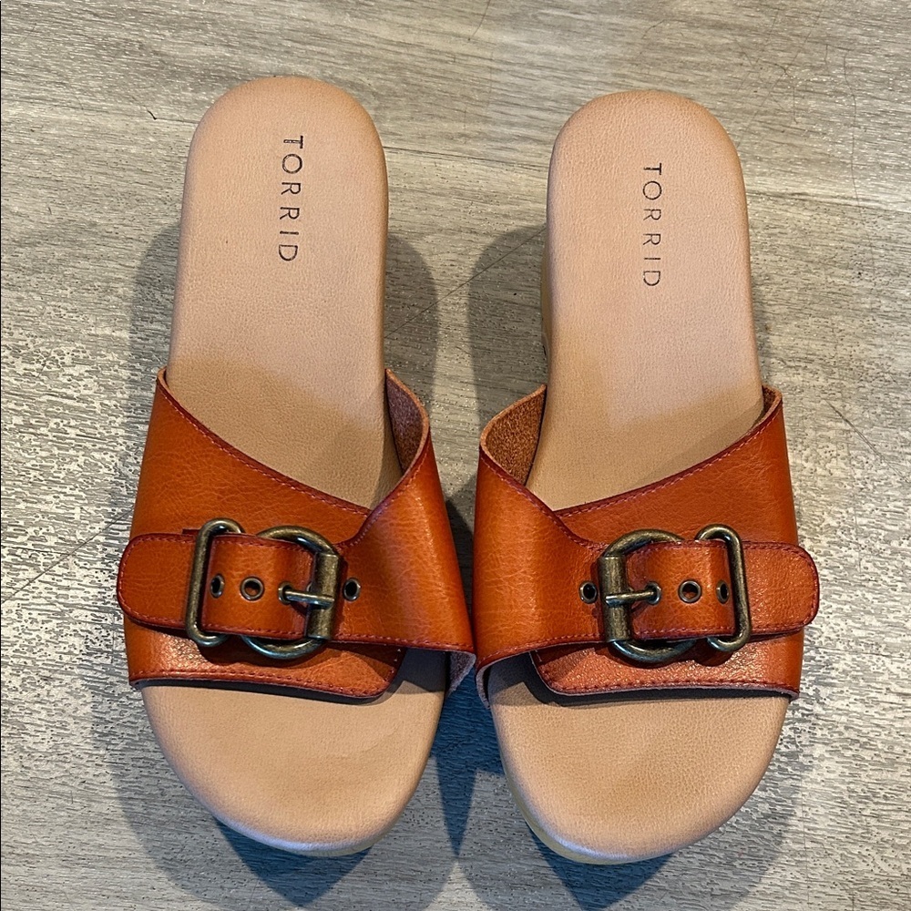 torrid Cognac Buckle Slide Mules